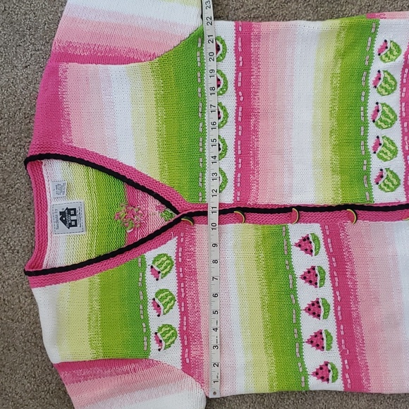 Gently loved! Vintage Storybook Knits Watermelon stripes short sleeved sweater - Picture 10 of 11